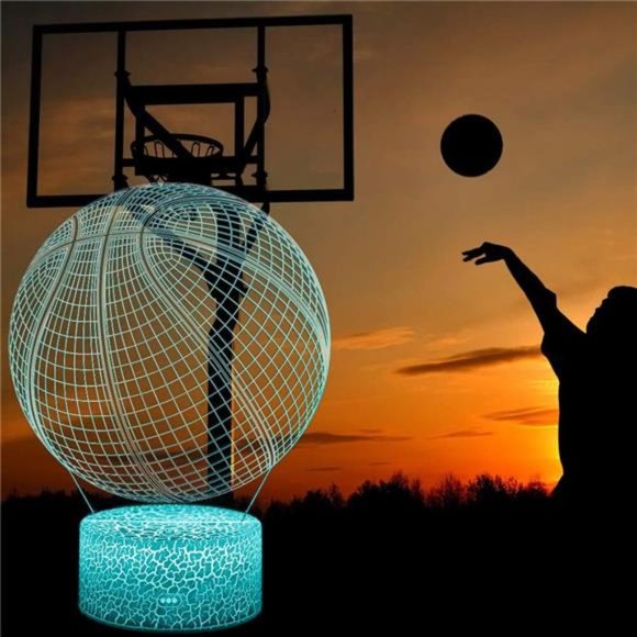 Basketball Night Light,3D Illusion Effect Lamp Light Remote Control RGB Colors - Picture 3 of 7